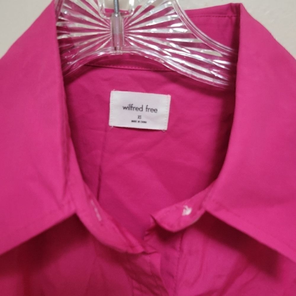 Aritzia Wilfred Free Cotton Button Up Shirt Pink XS - Picture 2 of 8
